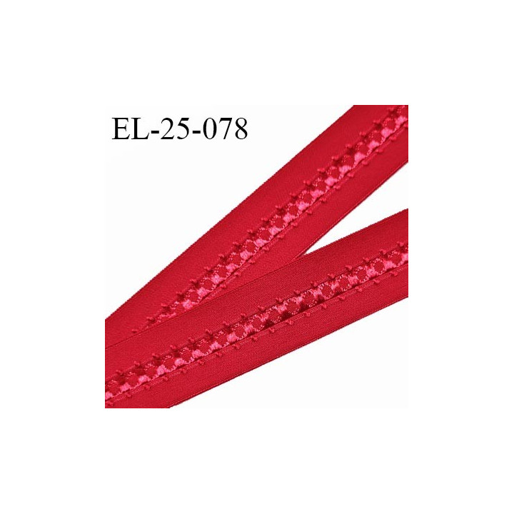 Elastique 24 mm bretelle et lingerie couleur rouge fusion fabriqué en France pour une grande marque largeur 24 mm prix au mètre
