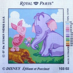Canevas à broder 30 x 30 cm marque ROYAL PARIS thème DISNEY éfélant et Porcinet