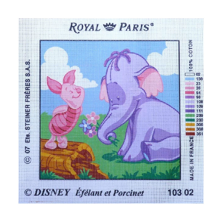 Canevas à broder 30 x 30 cm marque ROYAL PARIS thème DISNEY éfélant et Porcinet