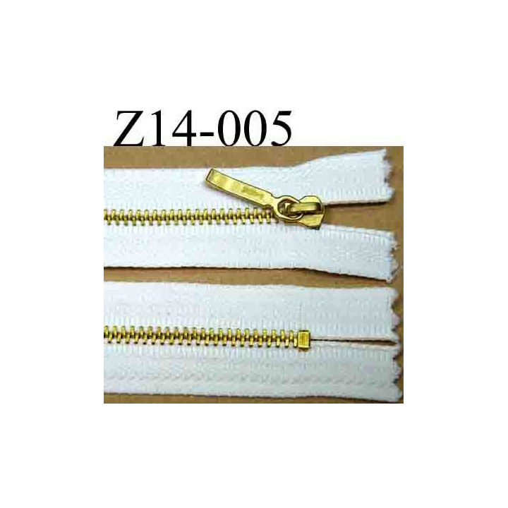 fermeture éclair YKK blanche longueur 14 cm couleur blanc non séparable largeur 2.8 centimètres zip métal largeur 4 mm