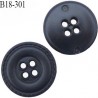 Bouton 18 mm en pvc couleur noir façon cuir 4 trous diamètre 22 mm prix a la pièce