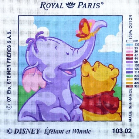 Canevas à broder 30 x 30 cm marque ROYAL PARIS thème DISNEY éfélant et Winnie