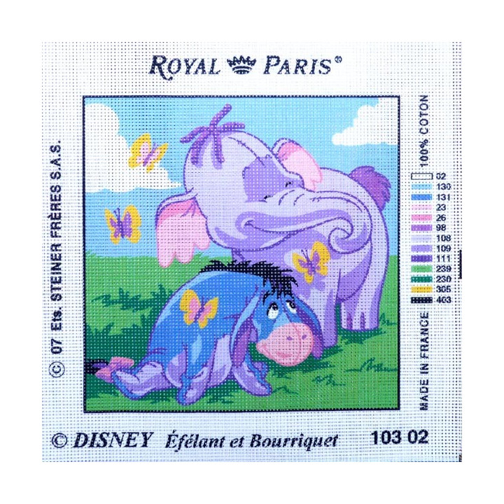 Canevas à broder 30 x 30 cm marque ROYAL PARIS thème DISNEY éfélant et Bourriquet