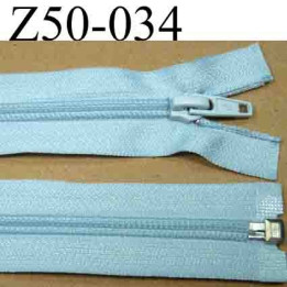 fermeture éclair longueur 50 cm couleur bleu  séparable  largeur 3 cm zip nylon largeur 6.5 mm