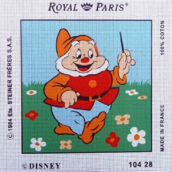 Canevas à broder 30 x 30 cm marque ROYAL PARIS thème DISNEY Blanche Neige et les 7 nains JOYEUX