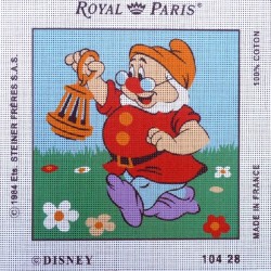 Canevas à broder 30 x 30 cm marque ROYAL PARIS thème DISNEY Blanche Neige et les 7 nains PROF