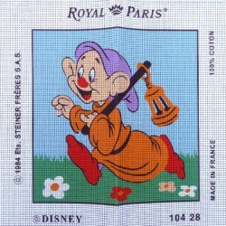 Canevas à broder 30 x 30 cm marque ROYAL PARIS thème DISNEY Blanche Neige et les 7 nains SIMPLET