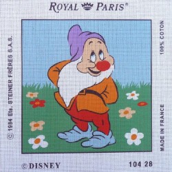 Canevas à broder 30 x 30 cm marque ROYAL PARIS thème DISNEY Blanche Neige et les 7 nains TIMIDE