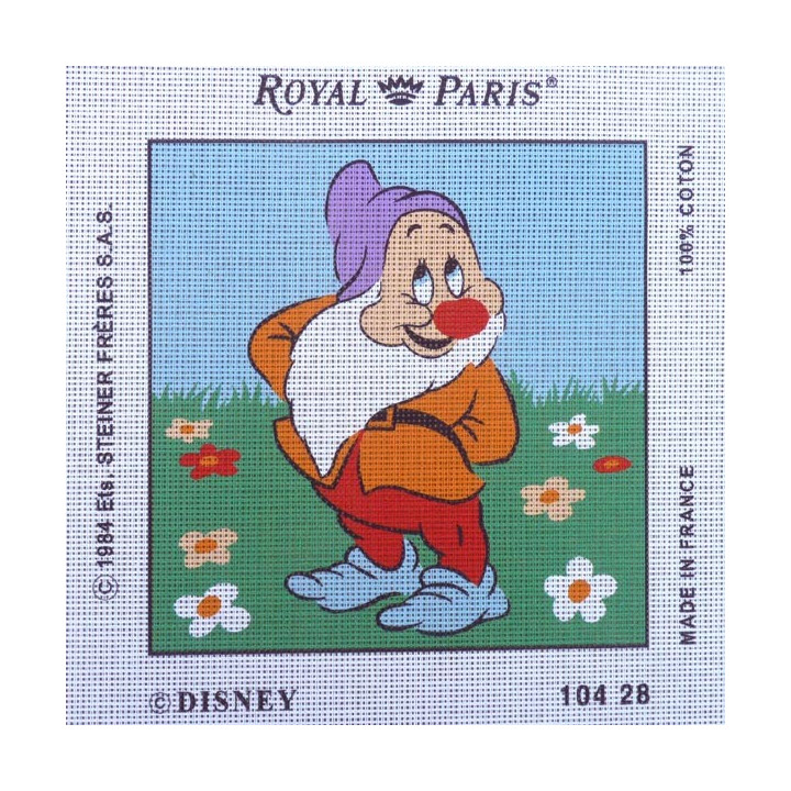 Canevas à broder 30 x 30 cm marque ROYAL PARIS thème DISNEY Blanche Neige et les 7 nains TIMIDE