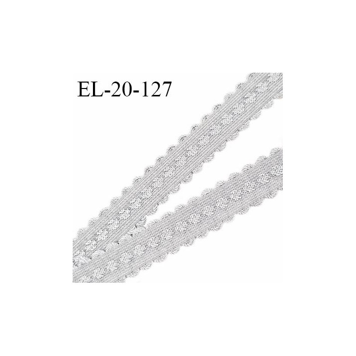 Elastique 20 mm lingerie et bretelle couleur gris cendre avec motifs et picots fabriqué pour une grande marque prix au mètre