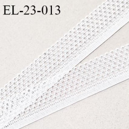 Elastique 22 mm lingerie élastique ajouré style dentelle couleur blanc largeur 22 mm allongement +90% prix au mètre