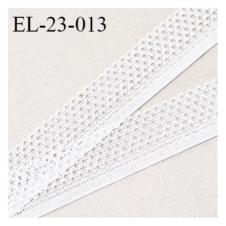 Elastique 22 mm lingerie élastique ajouré style dentelle couleur blanc largeur 22 mm allongement +90% prix au mètre