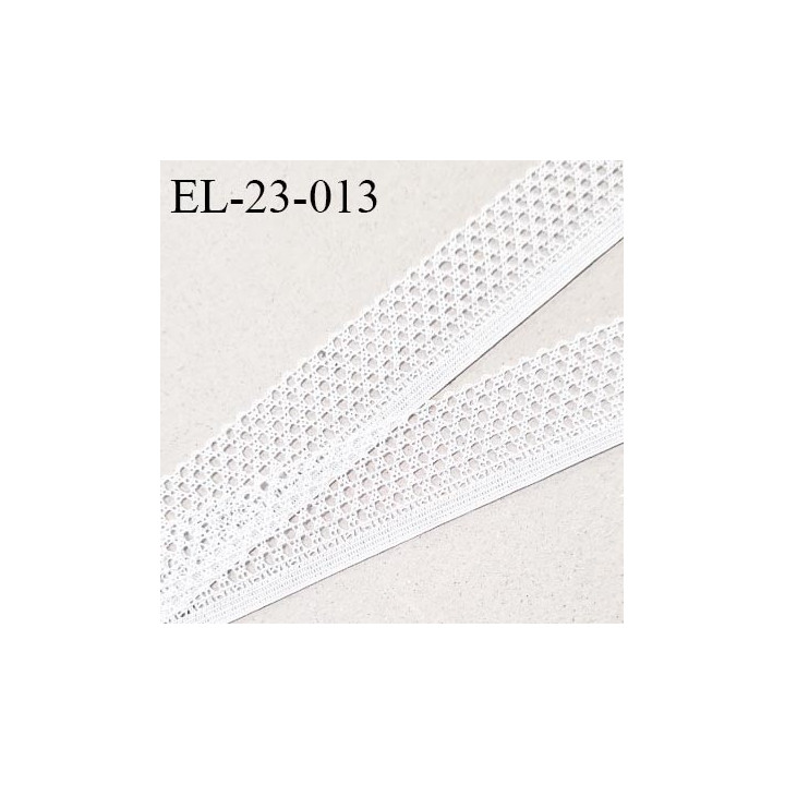Elastique 22 mm lingerie élastique ajouré style dentelle couleur blanc largeur 22 mm allongement +90% prix au mètre