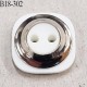 Bouton 18 mm en pvc couleur blanc et chromé 2 trous diamètre 18 mm épaisseur 6 mm prix à la pièce