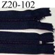fermeture éclair longueur 20 cm couleur bleu marine non séparable zip nylon largeur 2.5 cm largeur du zip 4 mm