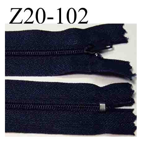 fermeture éclair longueur 20 cm couleur bleu marine non séparable zip nylon largeur 2.5 cm largeur du zip 4 mm