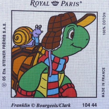 Canevas à broder 30 x 30 cm marque ROYAL PARIS thème FRANKLIN la tortue