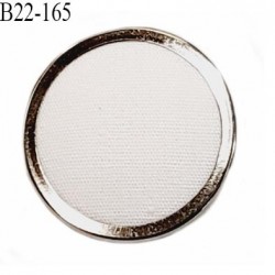 Bouton 22 mm pvc recouvert de tissus couleur blanc et métal chromé accroche avec un anneau diamètre 22 mm prix à la pièce