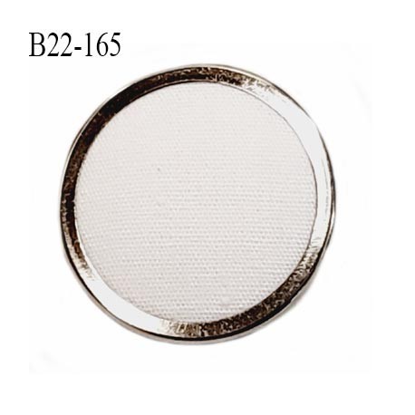 Bouton 22 mm pvc recouvert de tissus couleur blanc et métal chromé accroche avec un anneau diamètre 22 mm  prix à la pièce