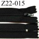 fermeture éclair longueur 22 cm couleur noir non séparable zip nylon largeur 2.5 cm largeur du zip 4 mm