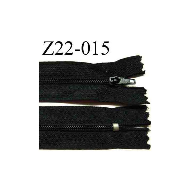 fermeture éclair longueur 22 cm couleur noir non séparable zip nylon largeur 2.5 cm largeur du zip 4 mm