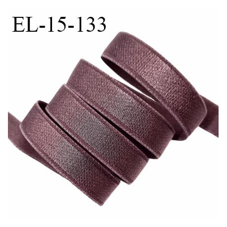 Elastique lingerie 15 mm haut de gamme couleur marron brillant reflet violet doux au toucher fabriqué en France prix au mètre