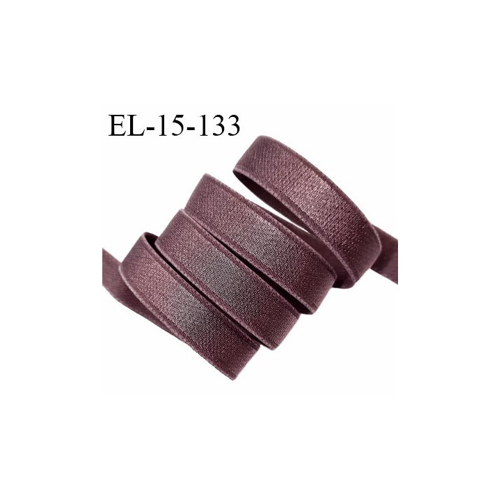 Elastique lingerie 15 mm haut de gamme couleur marron brillant reflet violet doux au toucher fabriqué en France prix au mètre