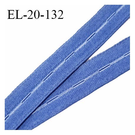 Elastique boutonnière 20 mm couleur bleu bonne élasticité allongement +70% fabriqué en France prix au mètre
