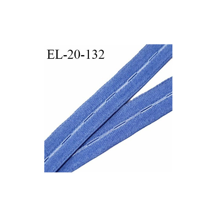 Elastique boutonnière 20 mm couleur bleu bonne élasticité allongement +70% fabriqué en France prix au mètre