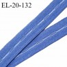 Elastique boutonnière 20 mm couleur bleu bonne élasticité allongement +70% fabriqué en France prix au mètre