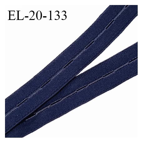 Elastique boutonnière 20 mm couleur bleu marine bonne élasticité allongement +70% fabriqué en France prix au mètre