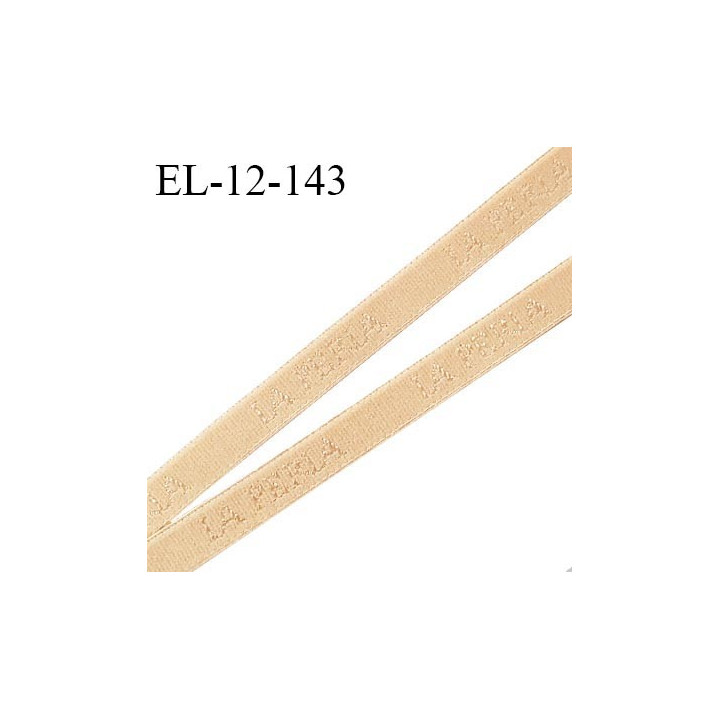 Elastique lingerie 12 mm très haut de gamme élastique souple couleur beige inscription La Perla largeur 12 mm prix au mètre