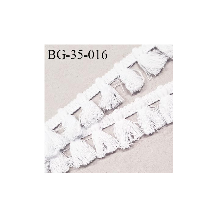 Galon frange 35 mm couleur blanc largeur de la bande 10 mm + 25 mm de pompons prix au mètre