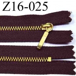 fermeture zip à glissière YKK longueur 16 cm couleur marron non séparable largeur 2.5 cm zip métal largeur du zip 4 mm