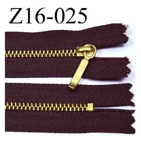fermeture éclair YKK longueur 16 cm couleur marron non séparable largeur 2.5 cm zip métal largeur du zip 4 mm