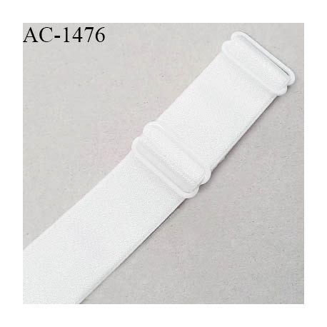 Bretelle 20 mm lingerie SG haut de gamme couleur blanc brillant finition avec 2 barrettes longueur 24 cm prix à la pièce
