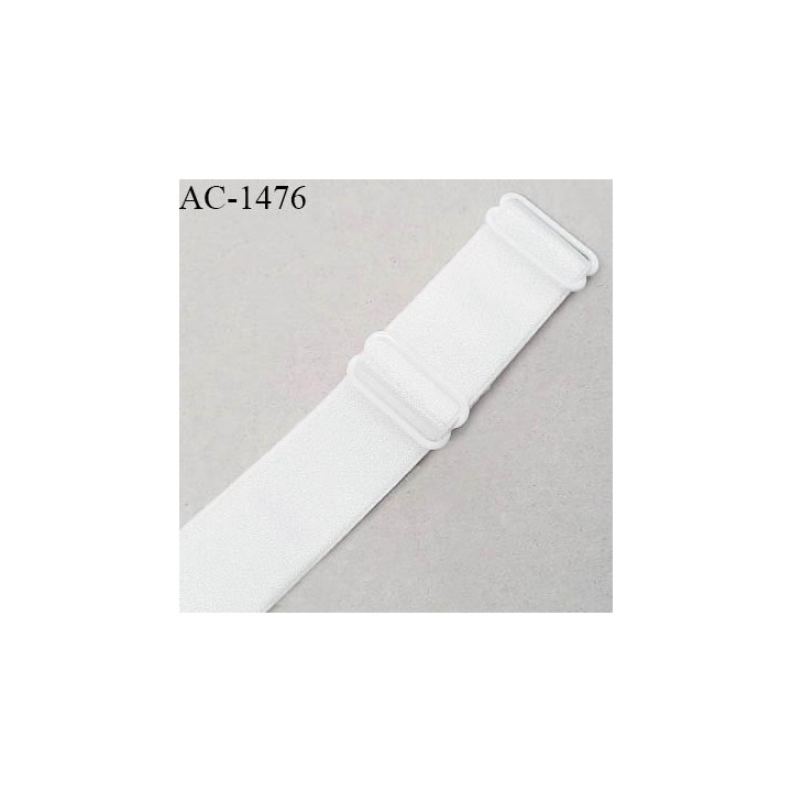 Bretelle 20 mm lingerie SG haut de gamme couleur blanc brillant finition avec 2 barrettes longueur 24 cm prix à la pièce