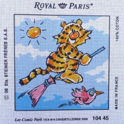 Canevas à broder 30 x 30 cm marque ROYAL PARIS thème LES COMIC PARK le chat