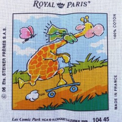 Canevas à broder 30 x 30 cm marque ROYAL PARIS thème LES COMIC PARK la girafe