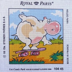 Canevas à broder 30 x 30 cm marque ROYAL PARIS thème LES COMIC PARK l'hippopotame