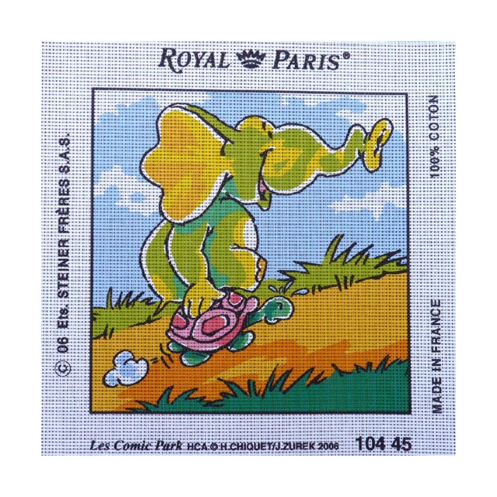 Canevas à broder 30 x 30 cm marque ROYAL PARIS thème LES COMIC PARK l'éléphant