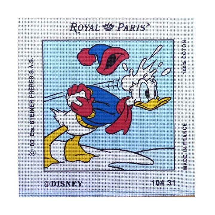 Canevas à broder 30 x 30 cm marque ROYAL PARIS thème DISNEY Donald à la neige