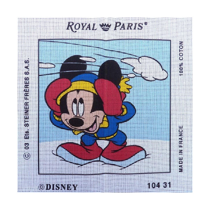Canevas à broder 30 x 30 cm marque ROYAL PARIS thème DISNEY Mickey à la neige