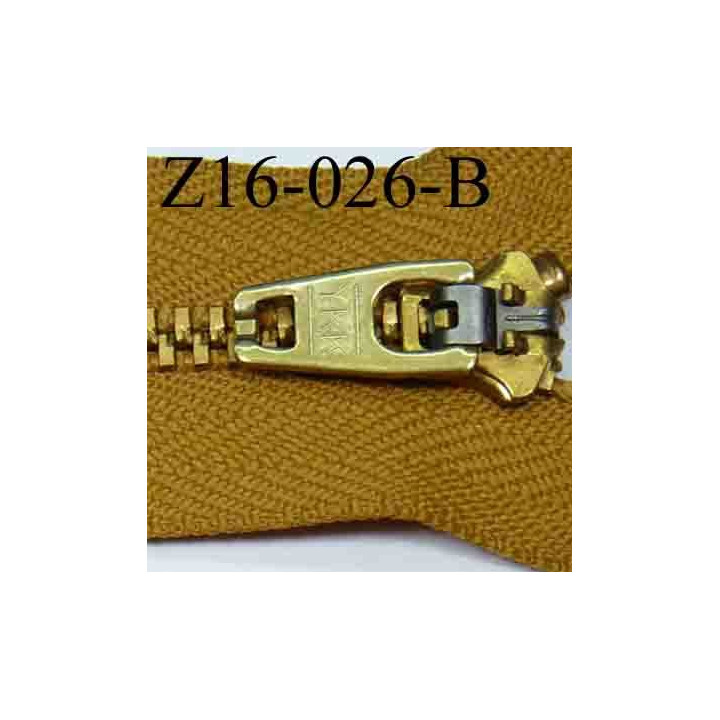fermeture éclair YKK longueur 16 cm couleur marron caramel non séparable largeur 2.5 cm zip métal largeur du zip 4 mm