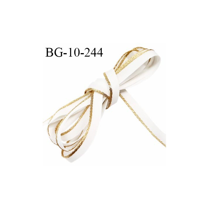 Galon ruban passementerie 10 mm couleur blanc et liseré or largeur 10 mm prix au mètre