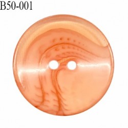 Bouton 50 mm en pvc couleur orange marbré en transparence 2 trous diamètre 50 mm prix à la pièce