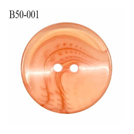 Bouton 50 mm en pvc couleur orange marbré en transparence 2 trous diamètre 50 mm prix à la pièce