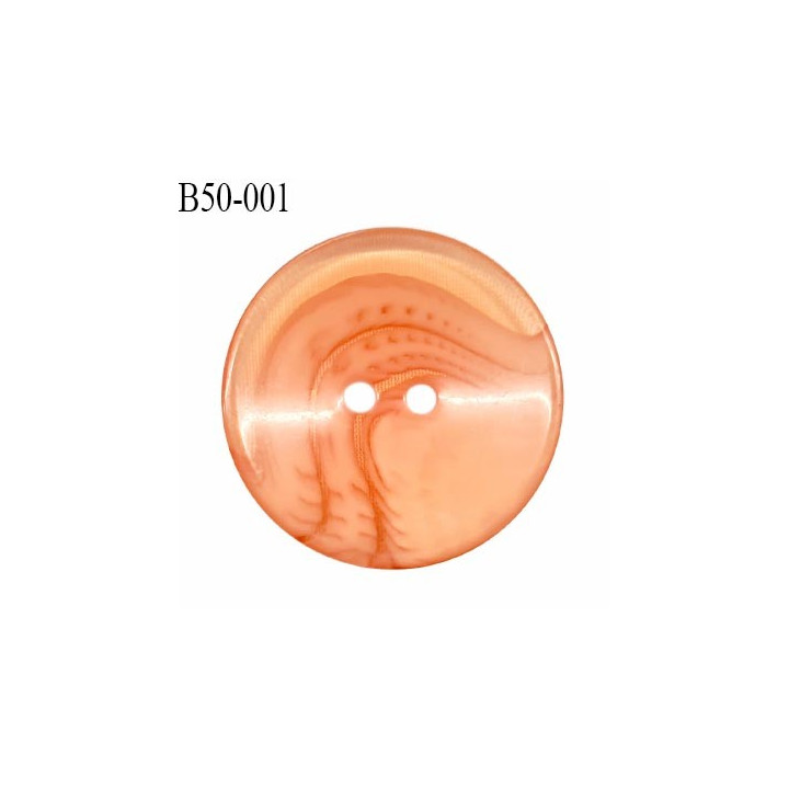 Bouton 50 mm en pvc couleur orange marbré en transparence 2 trous diamètre 50 mm prix à la pièce