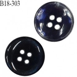 Bouton 18 mm couleur bleu nuit avec reflets nacré gris 4 trous diamètre 18 mm épaisseur 3 mm prix à l'unité