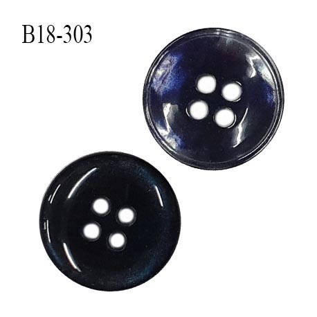 Bouton 18 mm couleur bleu nuit avec reflets nacré gris 4 trous diamètre 18 mm épaisseur 3 mm prix à l'unité